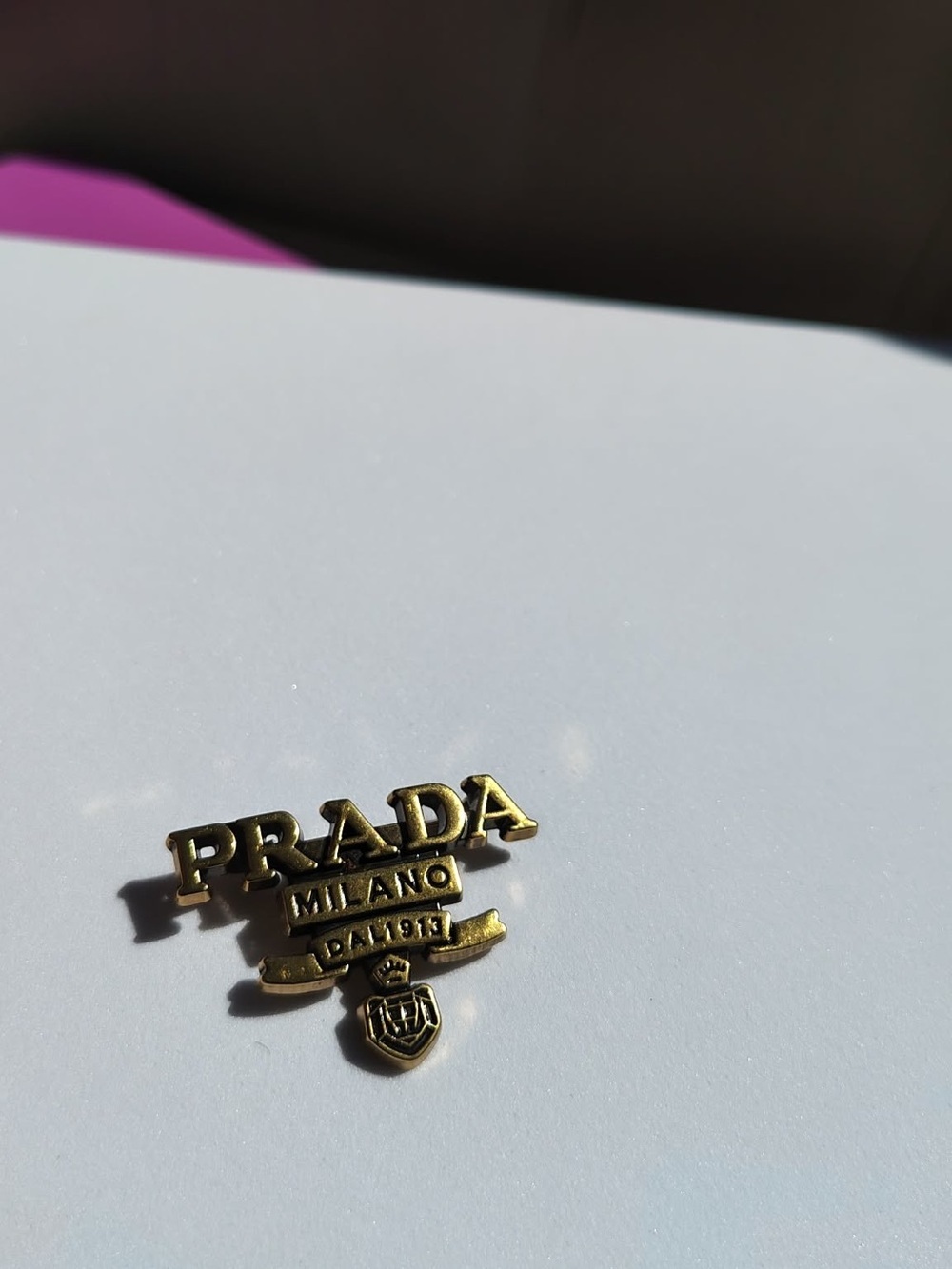 Upcycled Gold Tone Milano Logo Badge